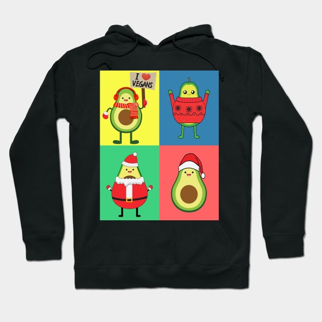 Avo Vegan Christmas pop art Hoodie by MZeeDesigns